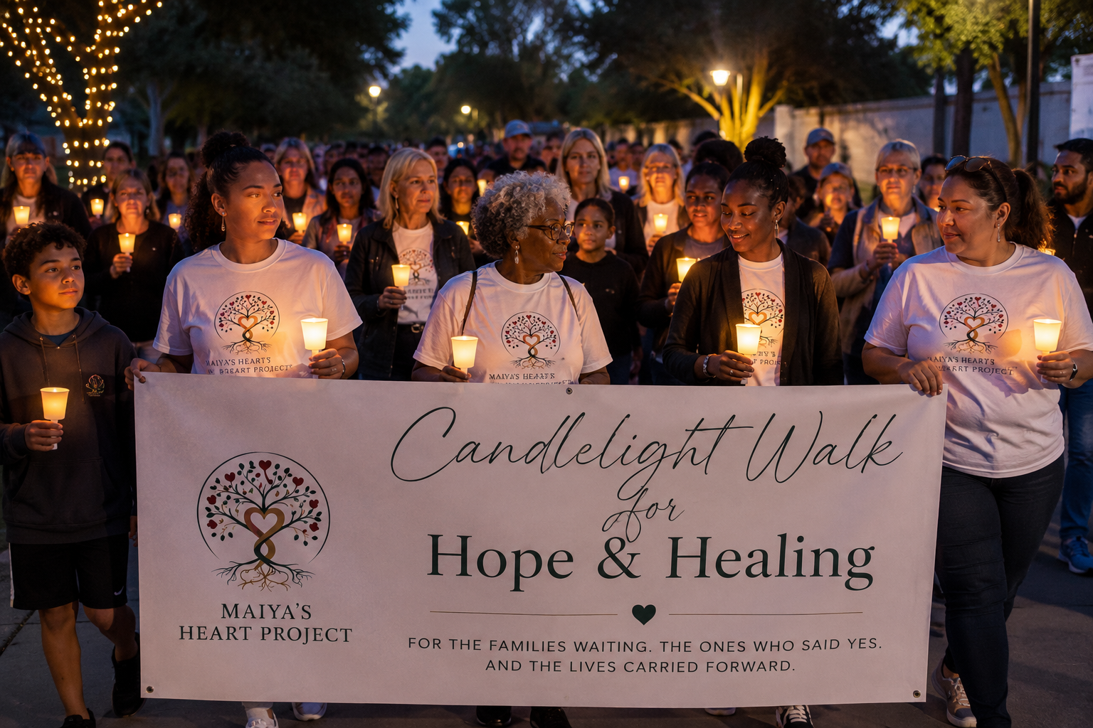 Candles held by community members